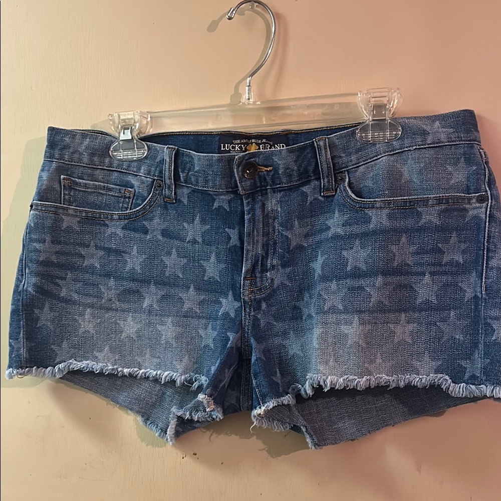 Lucky Brand Women's Blue Denim Riley Shorts with Stars